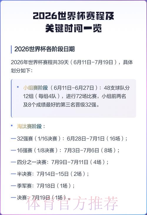 2026世界杯决赛具体时间揭晓